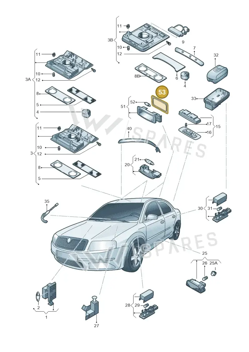 3B0867600 — Skoda Superb (2013-2015) diagram 632947000, position 53