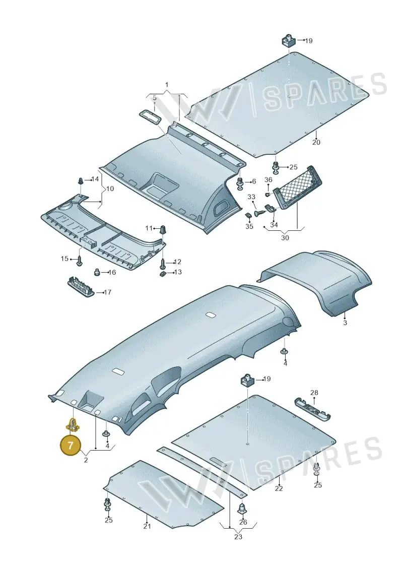 3B0880385B — Volkswagen Caddy kombi (2015-2020) diagram 866867550, position 7