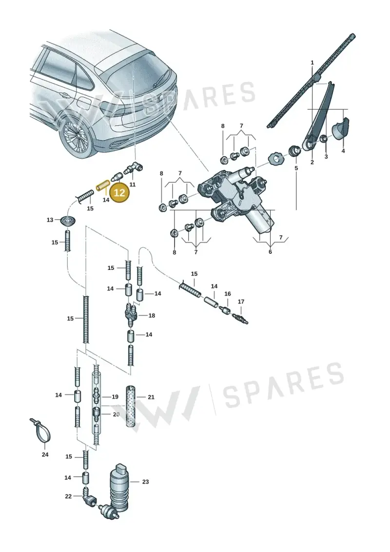 3B0955875 — Volkswagen Taigo (2021-2024) diagram 2f0955300, position 12