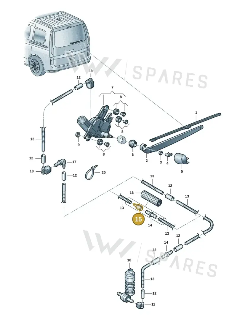 3B0955875 — Volkswagen Caddy Maxi Kombi (2020-2024) diagram 2ka955020, position 15