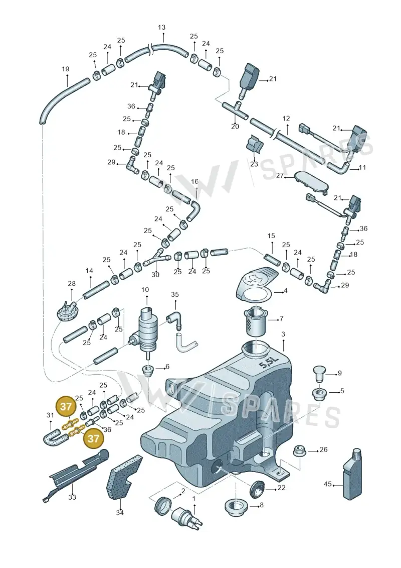 3B0955875A — Volkswagen Jetta             "USA"99>01 (1998-2001) diagram 194955100, position 37