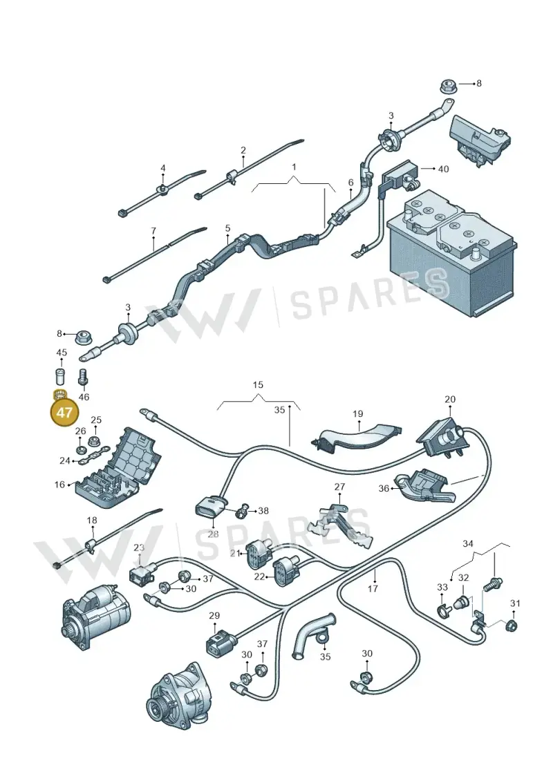 3B0971260 — Audi RS4 Av. qu. 4.2 (2012-2015) diagram 620972000, position 47