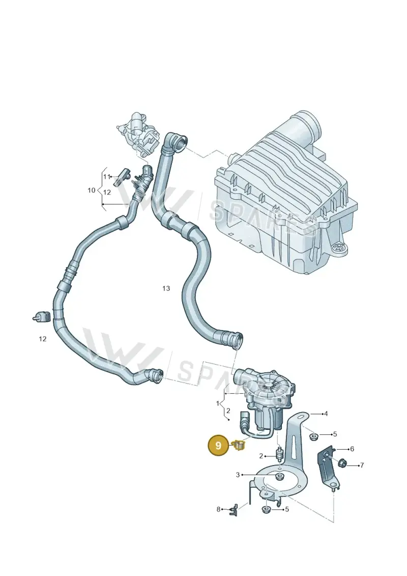 3B0971848B — Volkswagen Golf 2.0 BlueMotion (2019-2024) diagram 596131100, position 9