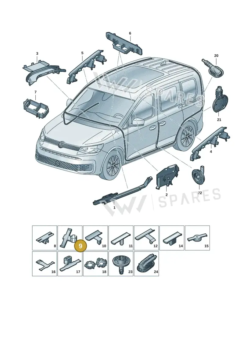 3B0971848E — Volkswagen Caddy Maxi (2020-2025) diagram 2ka971091, position 9