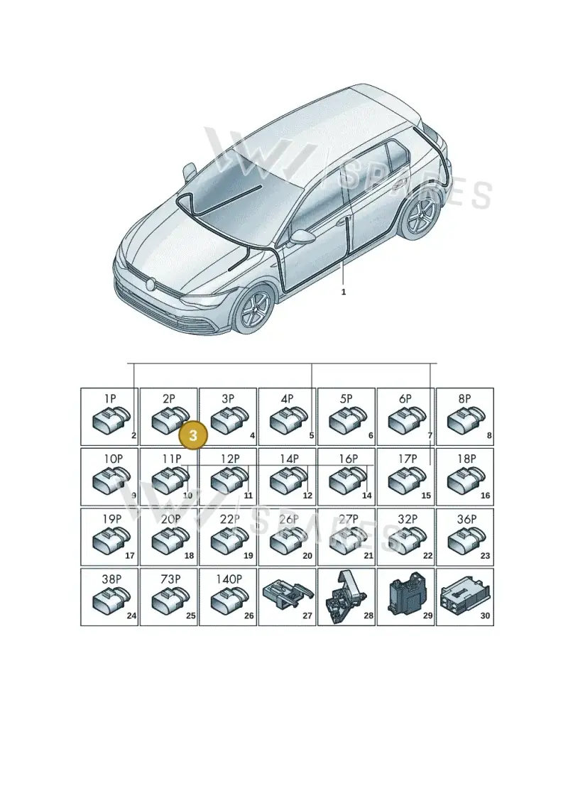 3B0972702 — Volkswagen Golf 2.0 BlueMotion (2019-2024) diagram 5h0971090, position 3