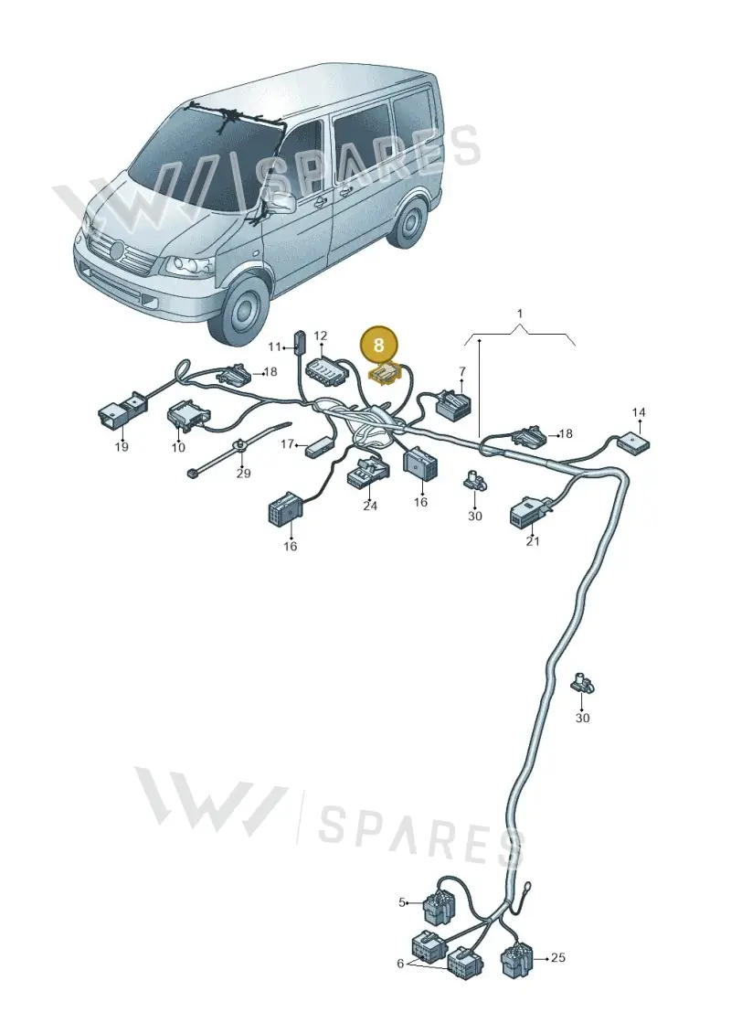 3B0972705 — Volkswagen Caravelle (2015-2019) diagram 731972340, position 8
