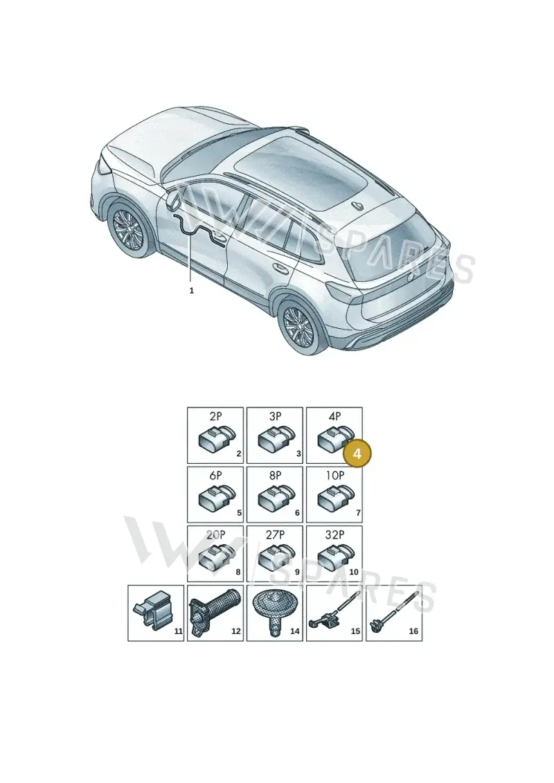 3B0972732 — Volkswagen Tiguan 2.0 (2023-) diagram 57x972300, position 4