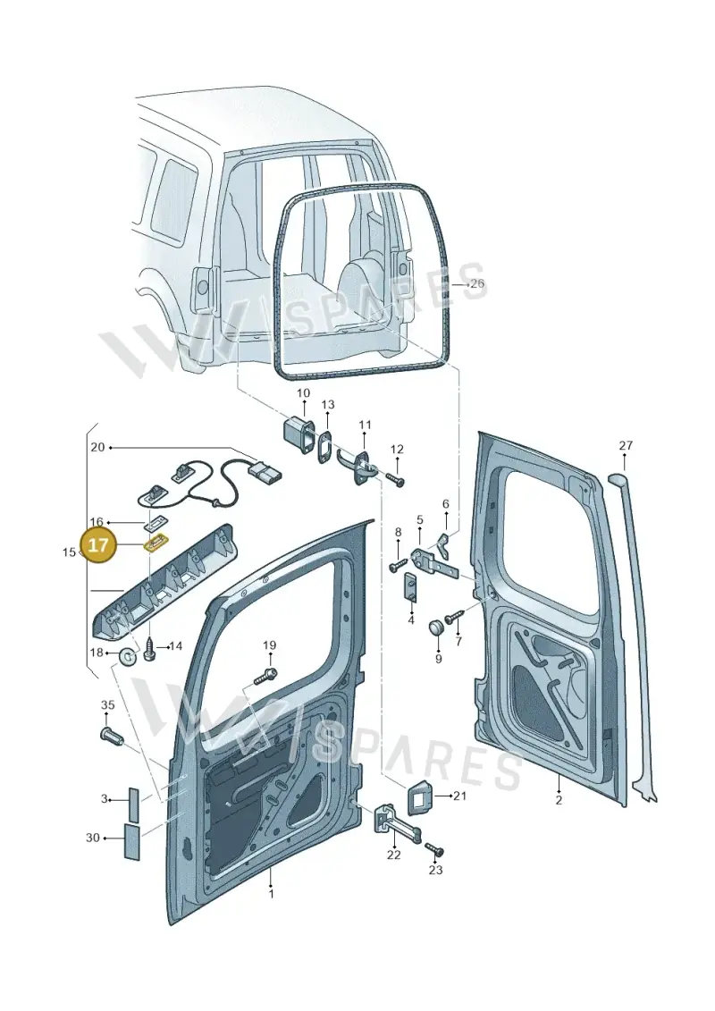 3B5998026A — Volkswagen Caddy Maxi Kombi (2010-2015) diagram 443827500, position 17