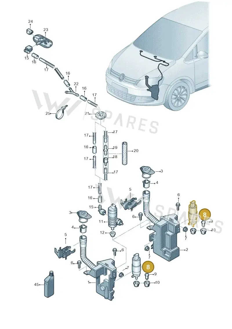 3B7955681 — Volkswagen Sharan BlueMotion (2015-2022) diagram 863955100, position 8