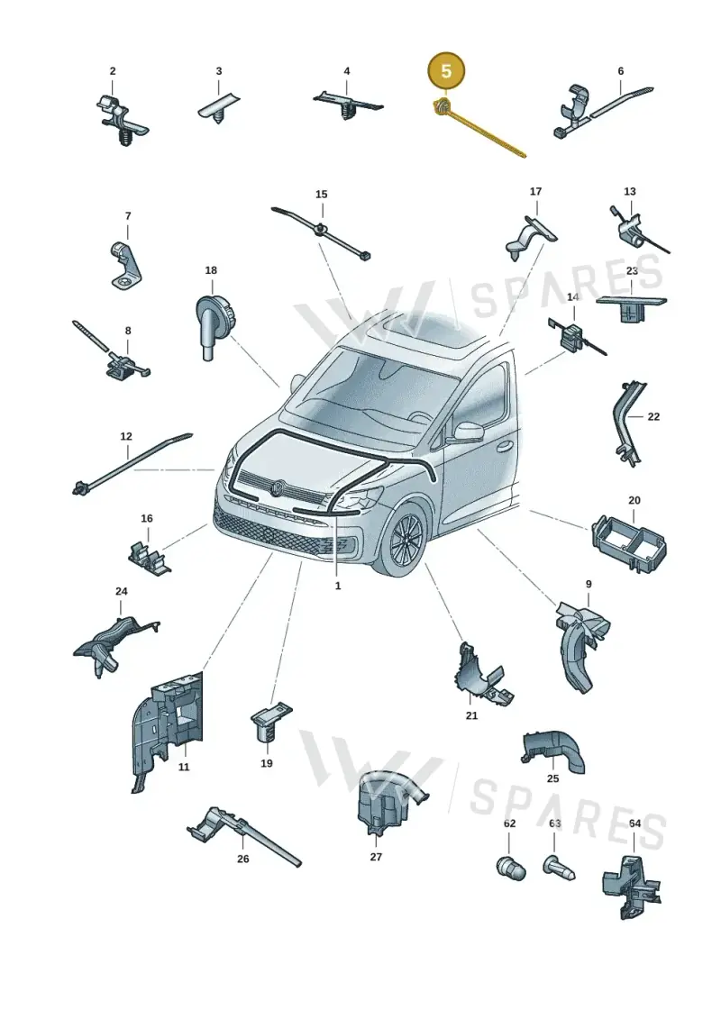 3B9971848 — Volkswagen Caddy Maxi (2020-2025) diagram 2ka971081, position 5