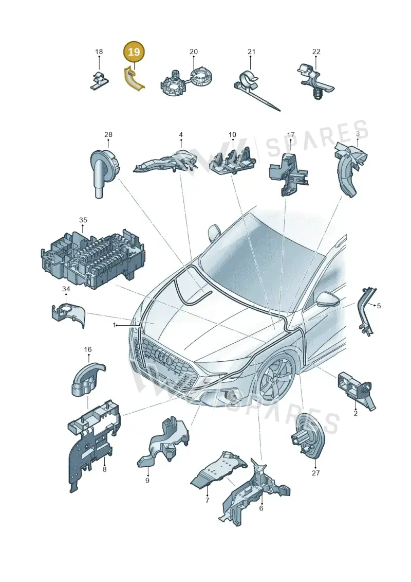 3B9971848 — Audi A3 Sportback (2019-2025) diagram 596971850, position 19