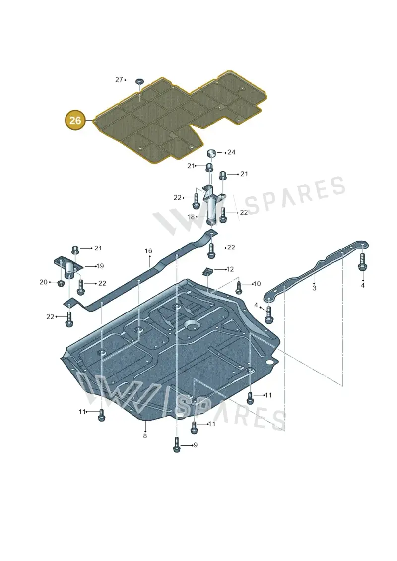 3C0018997B — Volkswagen Golf (2011-2013) diagram 420018000, position 26