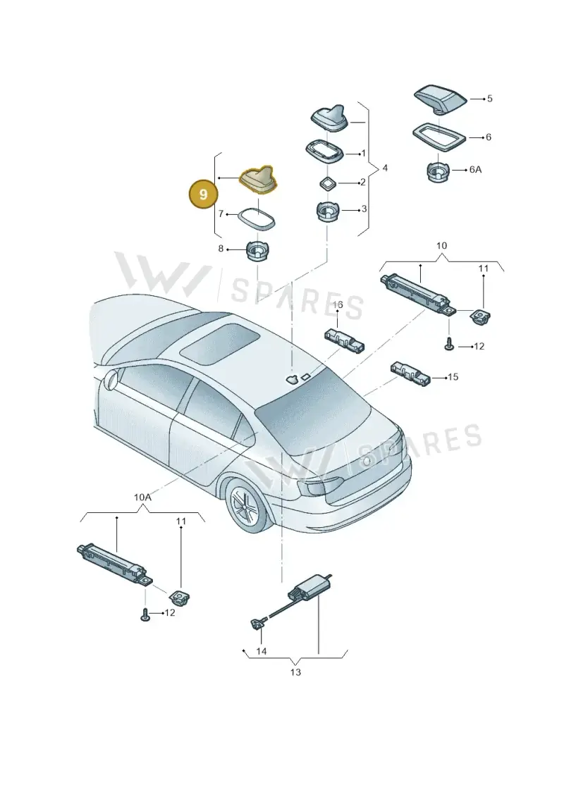 3C0035507P — Volkswagen Jetta (2014-2017) diagram 789035010, position 9