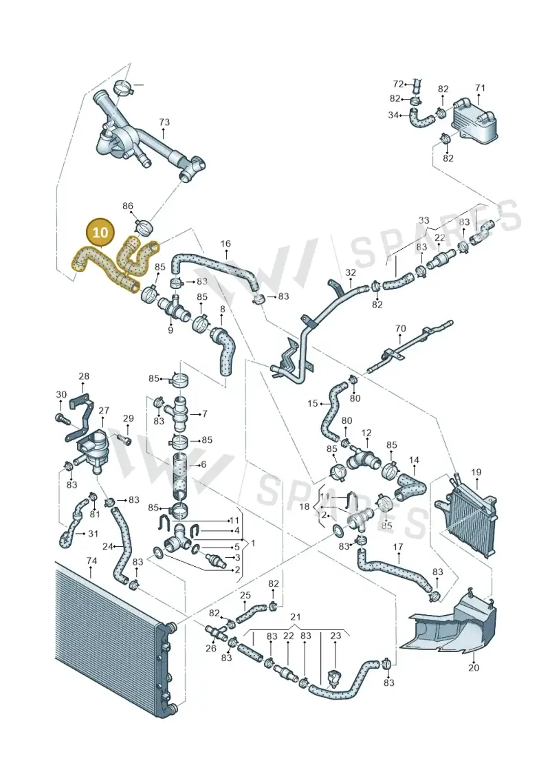 3C0121049J — Volkswagen Passat CC (2008-2012) diagram 460121330, position 10