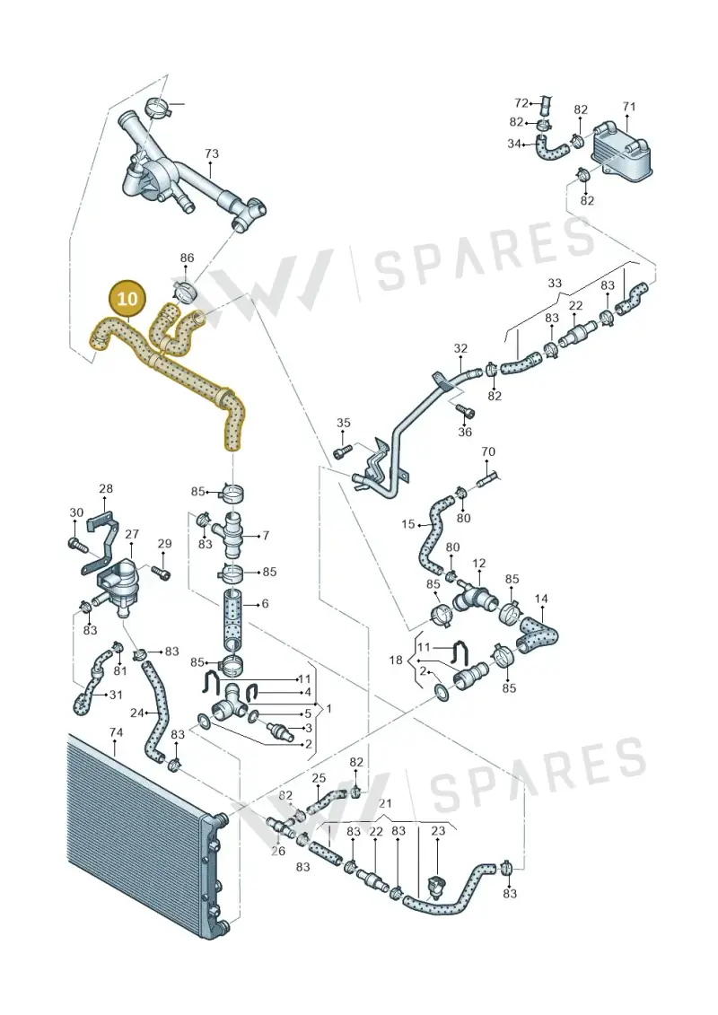 3C0121049J — Volkswagen Passat CC (2011-2016) diagram 702121330, position 10