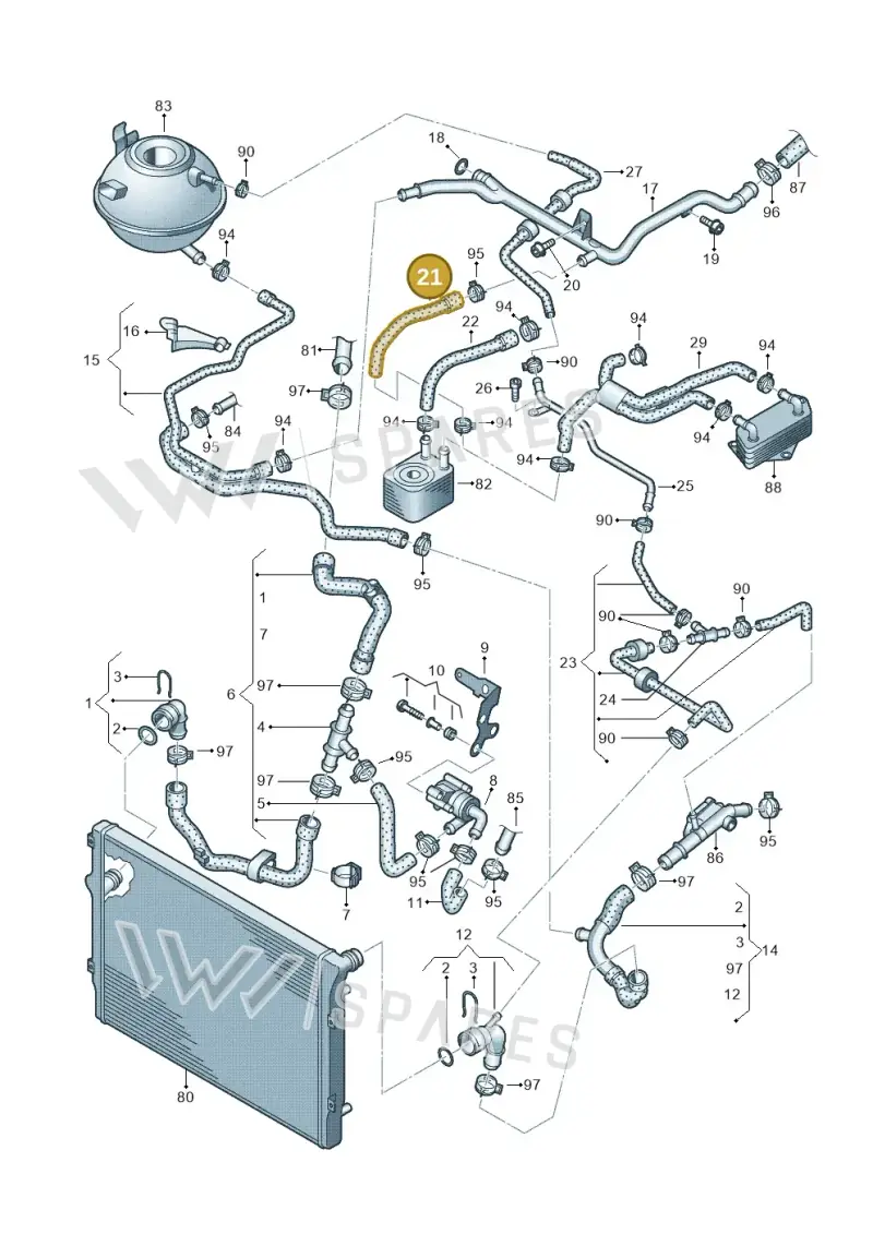 3C0121058AR — Volkswagen Passat CC (2008-2012) diagram 627121600, position 21