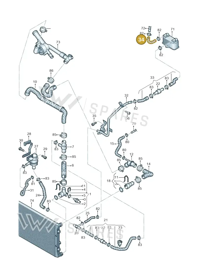 3C0121058R — Volkswagen Passat CC (2011-2016) diagram 702121330, position 34