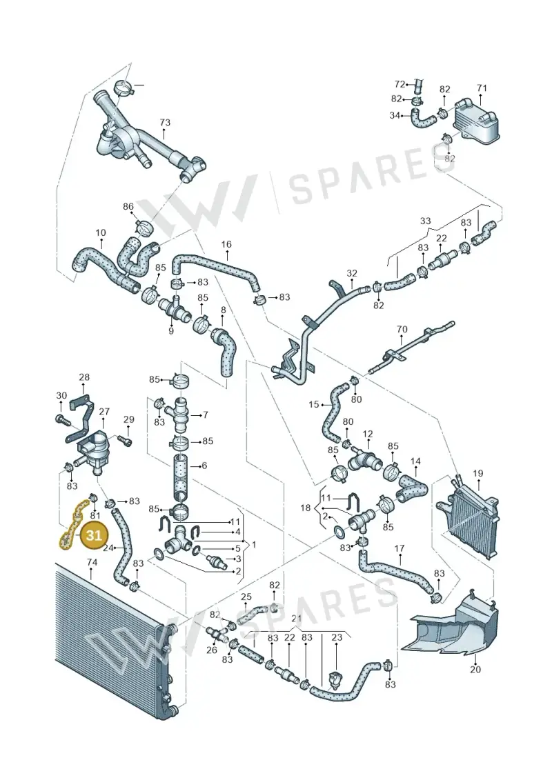 3C0121063E — Volkswagen Passat CC (2008-2012) diagram 460121330, position 31