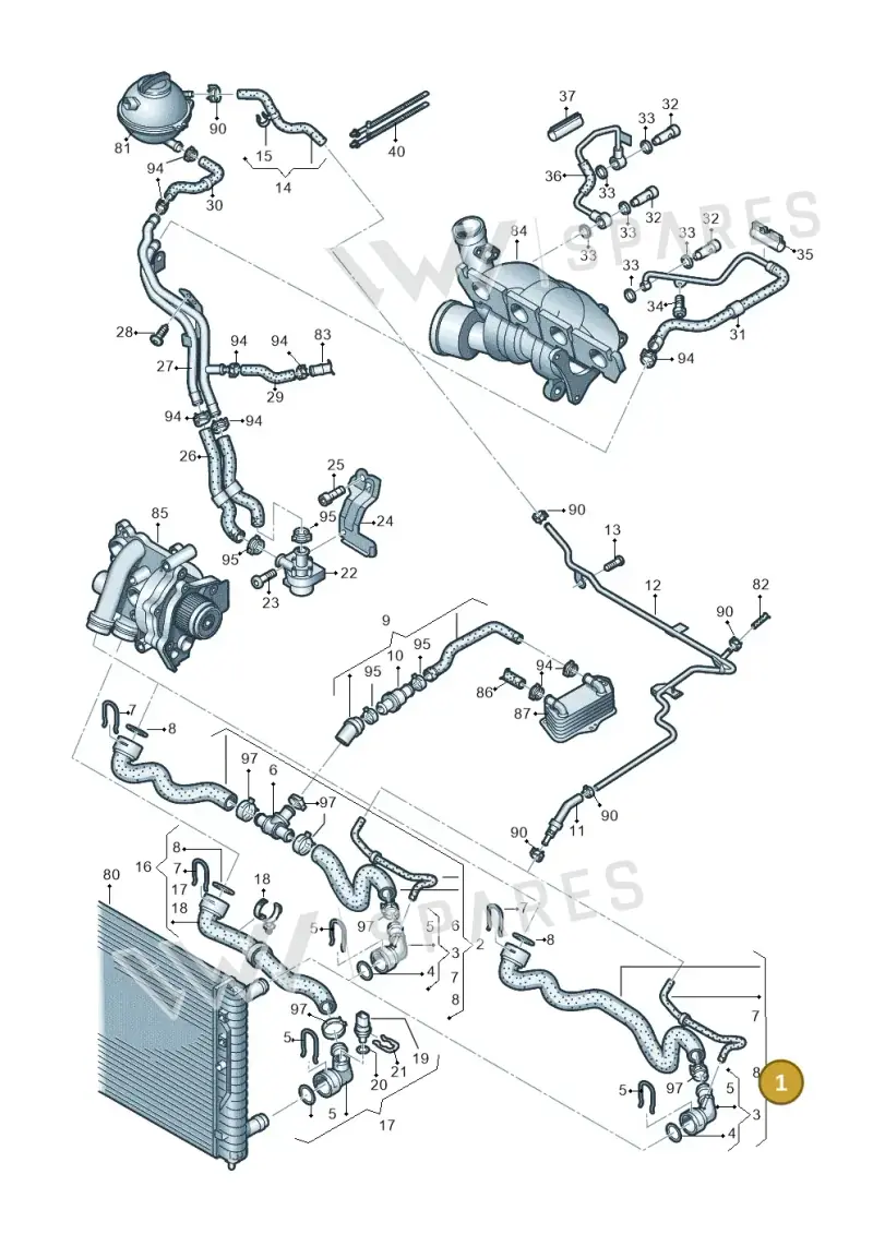 3C0122101GF — Volkswagen Passat saloon (2010-2015) diagram 649121240, position 1