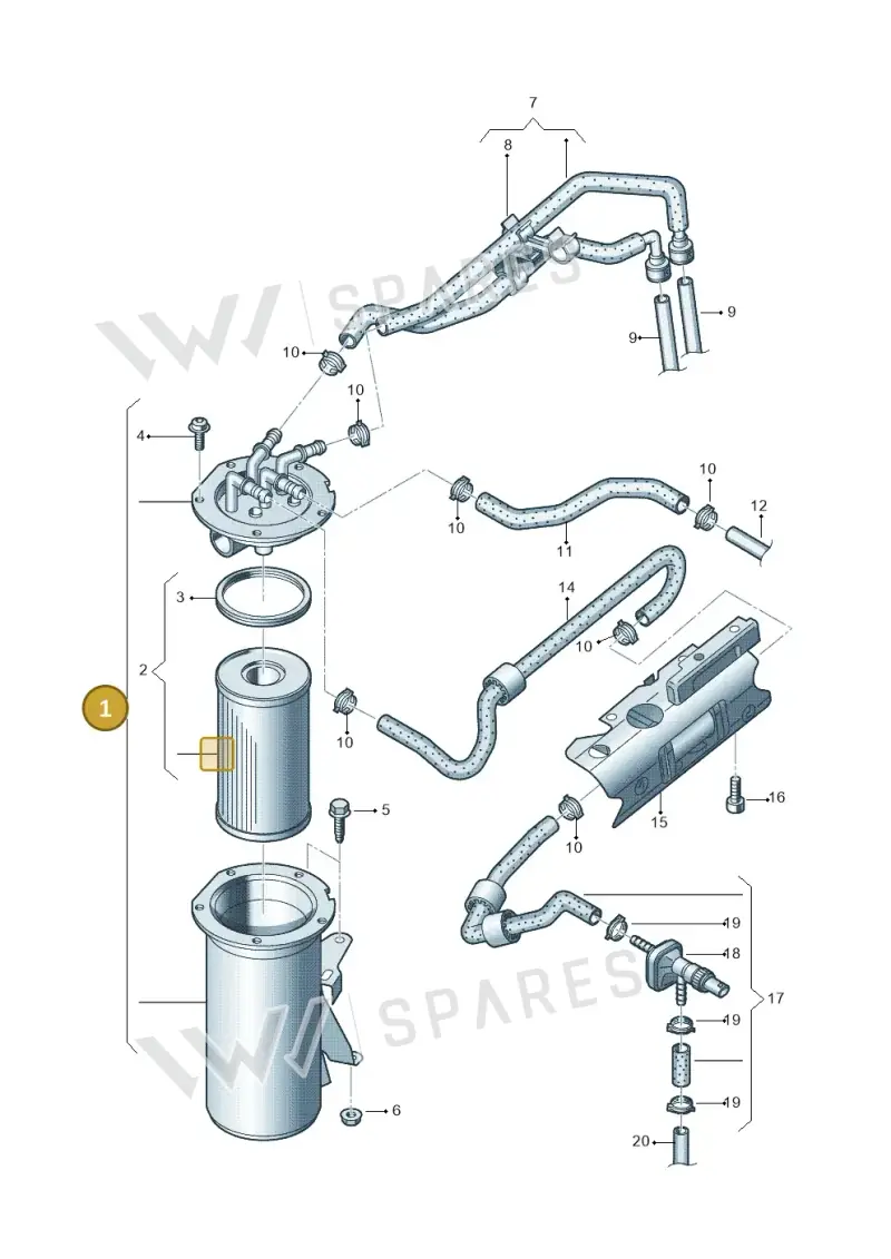 3C0127400E — Volkswagen Caddy kombi (2015-2020) diagram 694127200, position 1