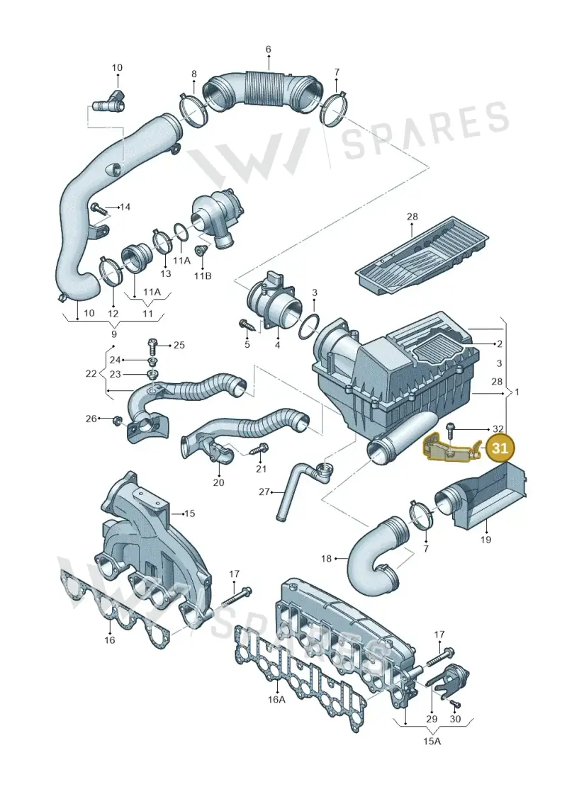 3C0129594D — Volkswagen Passat/4Motion         08 (2007-) diagram 460129050, position 31
