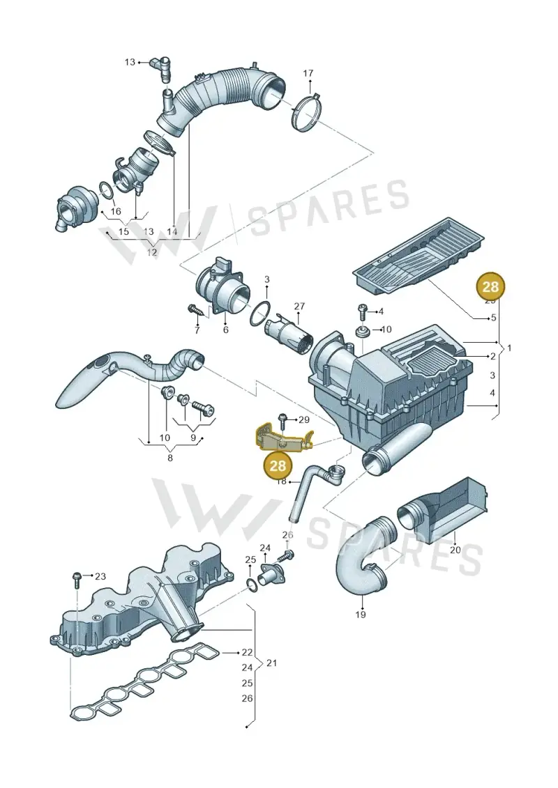 3C0129594D — Volkswagen Golf Plus (2011-2014) diagram 737129410, position 28