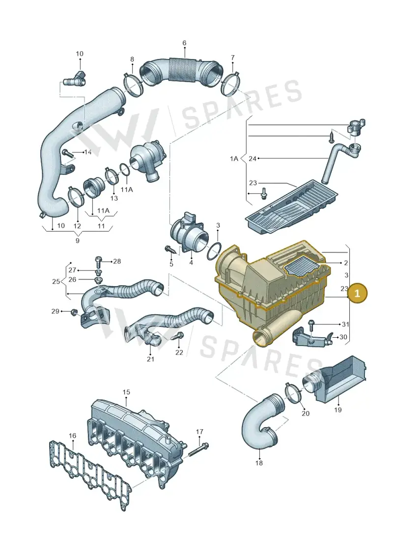 3C0129607AQ — Volkswagen Touran 1.9 (2008-2010) diagram 658129050, position 1