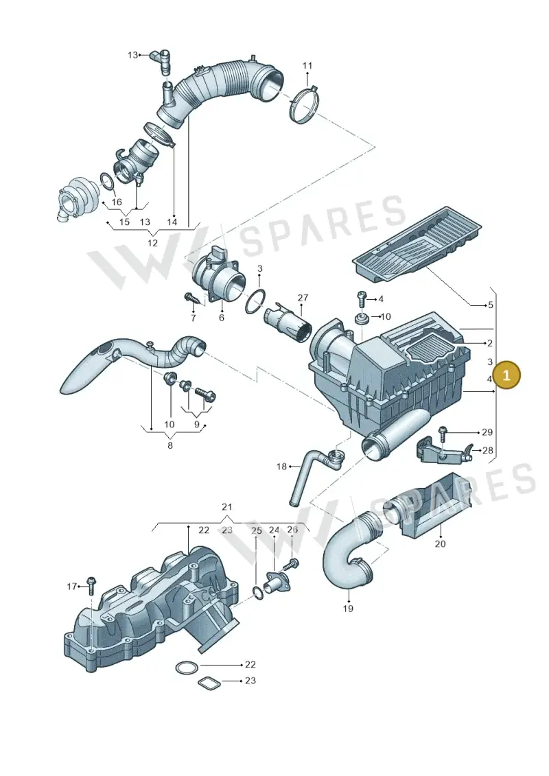 3C0129607BD — Volkswagen Caddy kombi (2015-2020) diagram 694129050, position 1