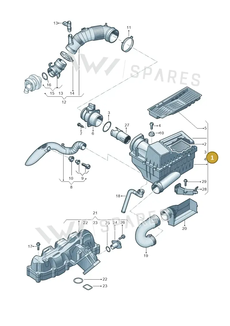 3C0129607BE — Volkswagen Golf Cabriolet (2011-2016) diagram 694129050, position 1