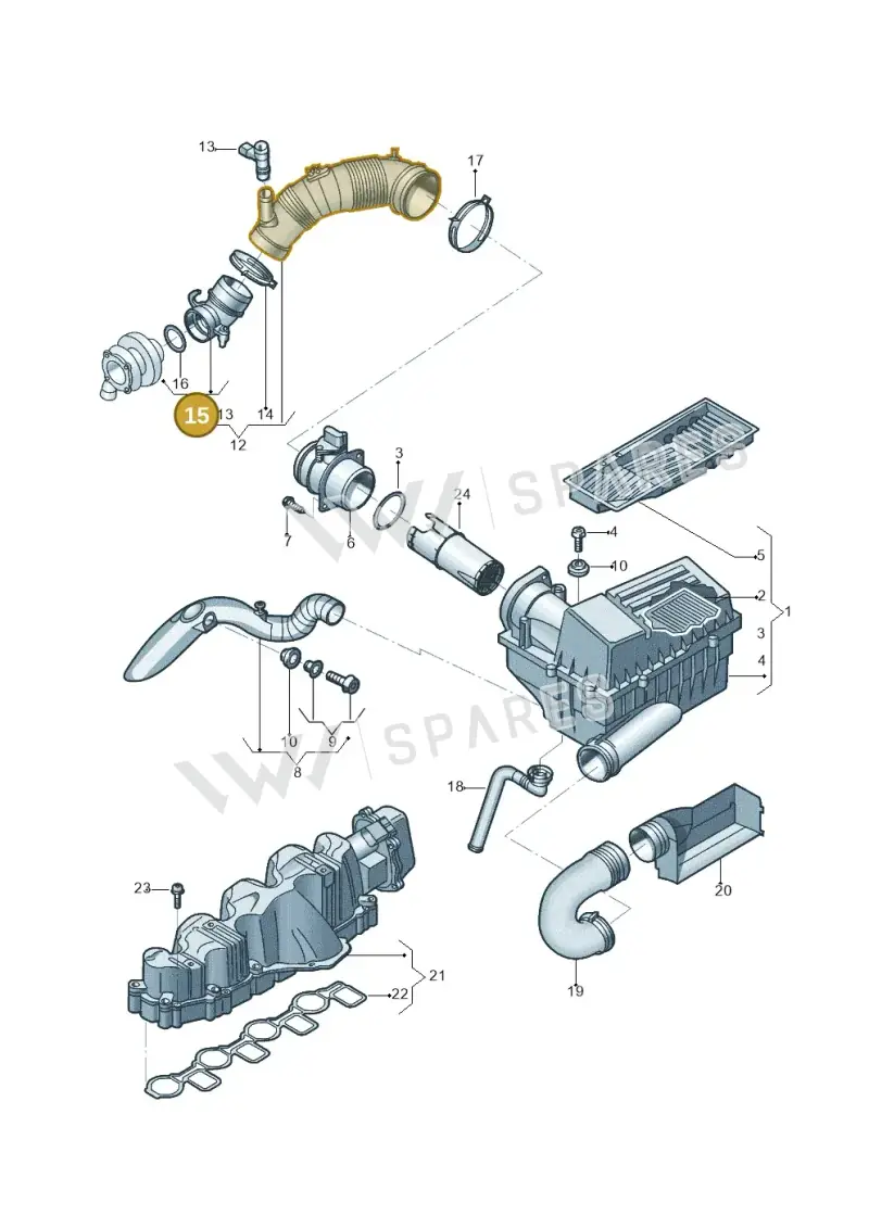 3C0129635 — Volkswagen Jetta (2014-2017) diagram 684129400, position 15