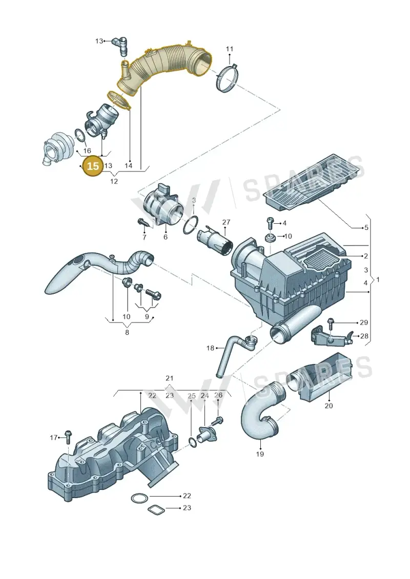 3C0129635 — Volkswagen Caddy kombi (2015-2020) diagram 694129050, position 15