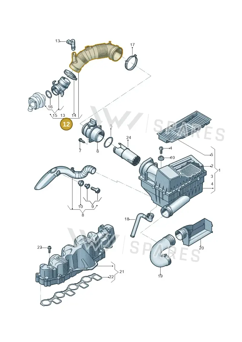 3C0129654AG — Volkswagen Jetta (2014-2017) diagram 684129400, position 12