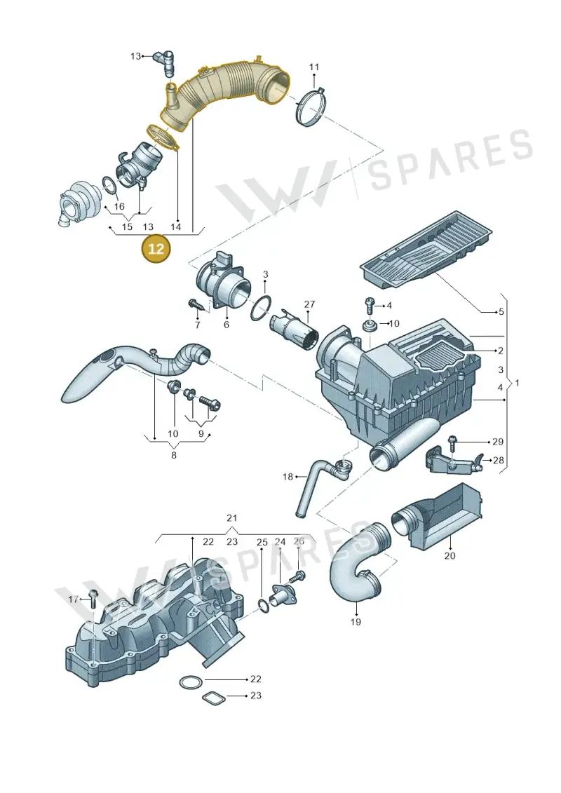 3C0129654AG — Volkswagen Caddy kombi (2015-2020) diagram 694129050, position 12