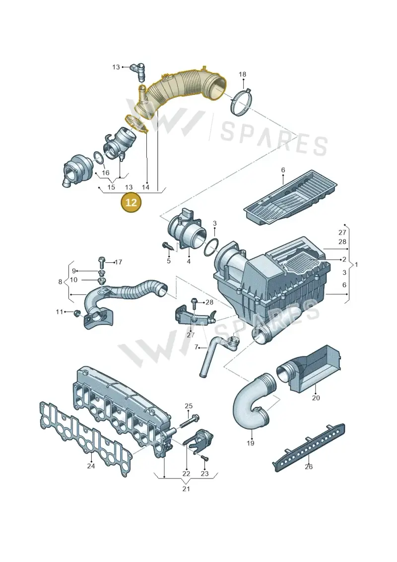 3C0129654Q — Volkswagen Passat estate (2008-2011) diagram 656129400, position 12