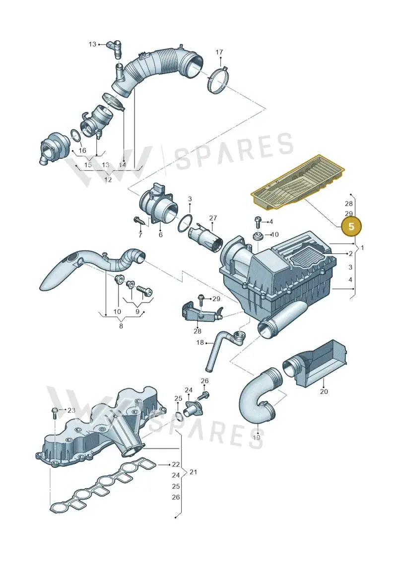 3C0129668A — Volkswagen Golf Plus (2011-2014) diagram 737129410, position 5