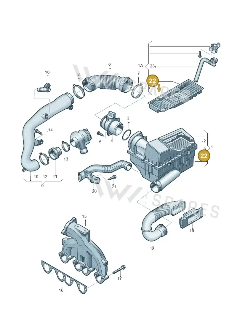 3C0129668B — Volkswagen TOURAN (2003-2005) diagram 409129300, position 22
