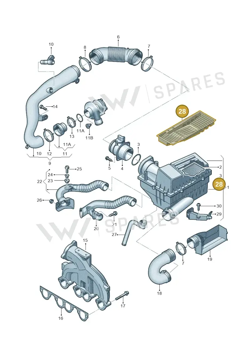 3C0129668B — Volkswagen Caddy panel van (2008-2010) diagram 460129030, position 28