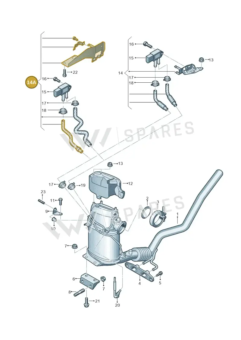 3C0131552Q — Volkswagen Passat CC (2008-2012) diagram 627253580, position 14A