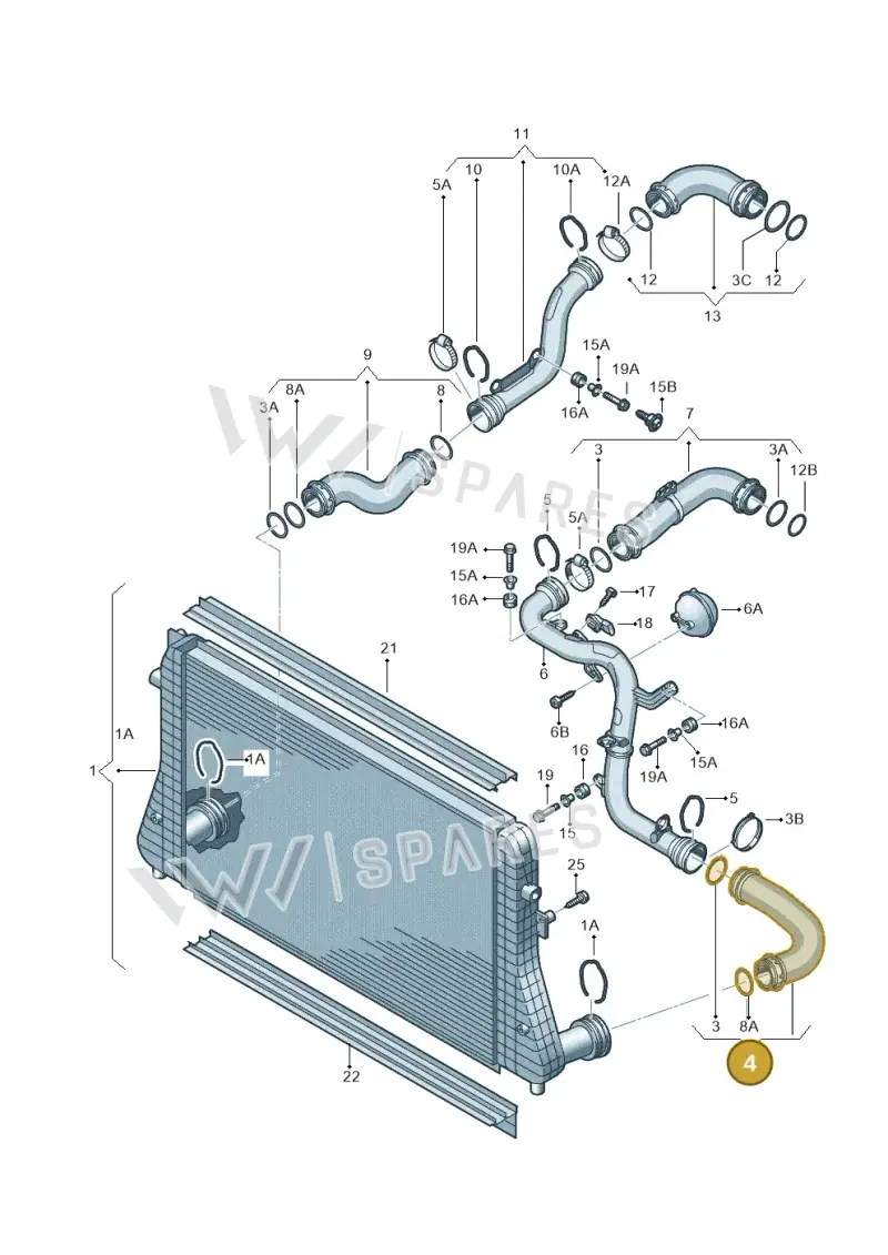 3C0145832J — Volkswagen Passat estate (2008-2011) diagram 460145800, position 4