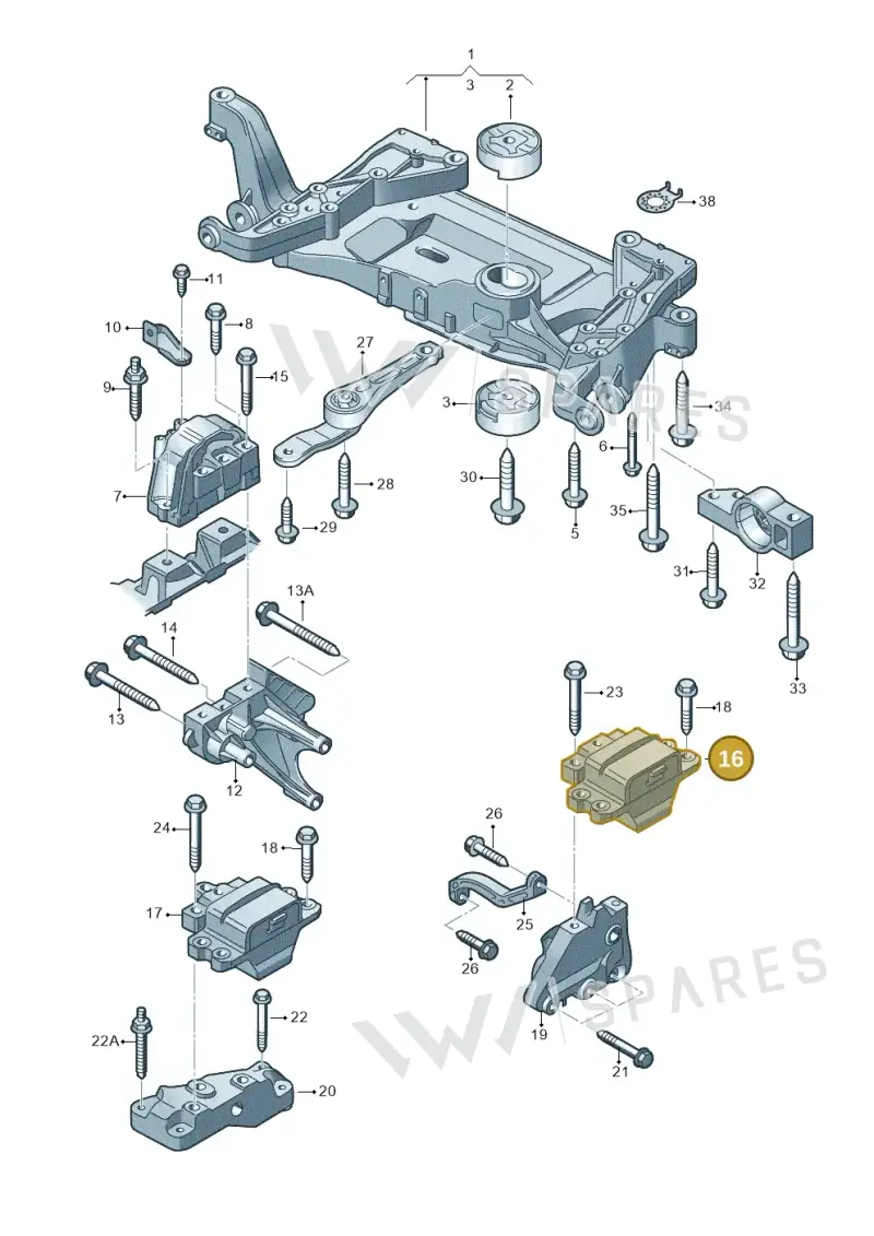 3C0199555P — Volkswagen Passat saloon (2010-2015) diagram 702199400, position 16