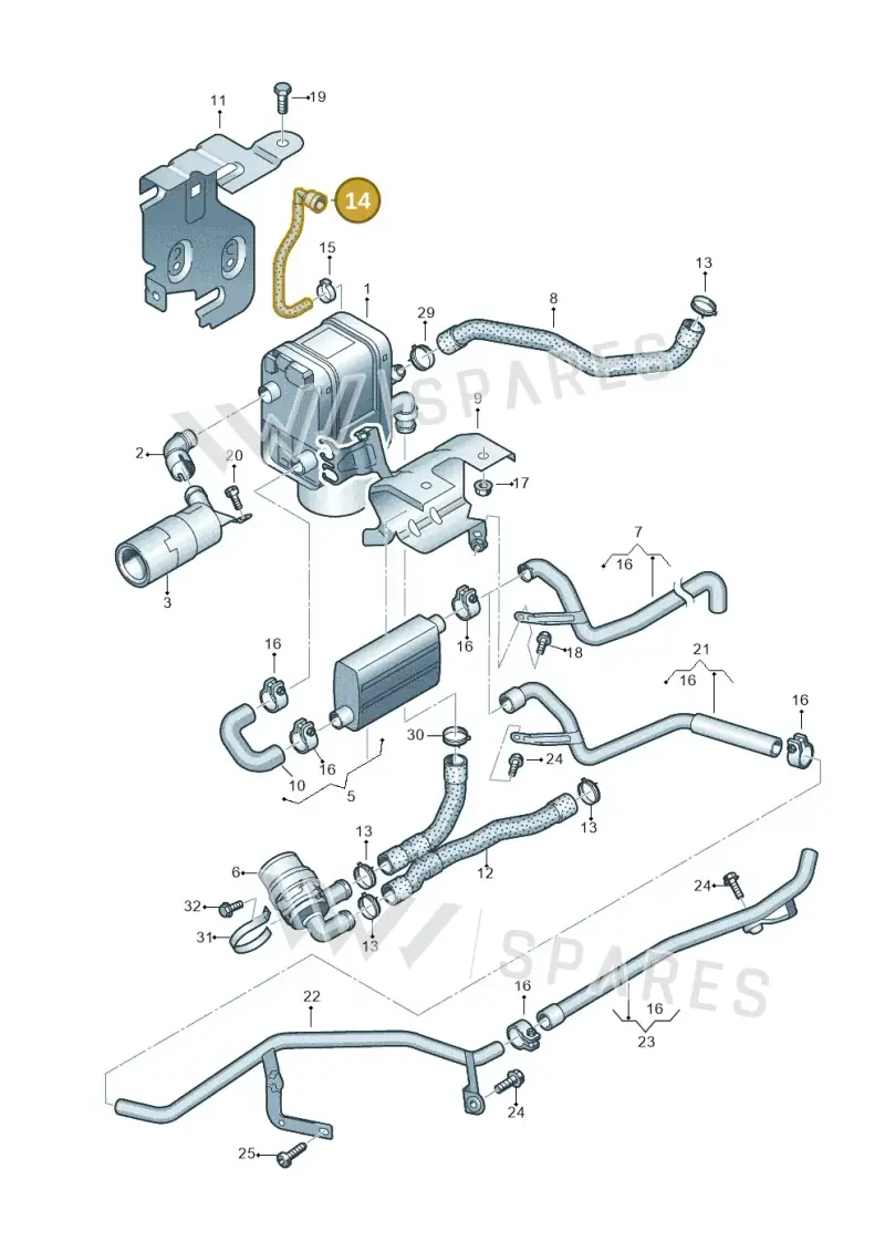 3C0201418A — Volkswagen Passat CC (2008-2012) diagram 409819700, position 14