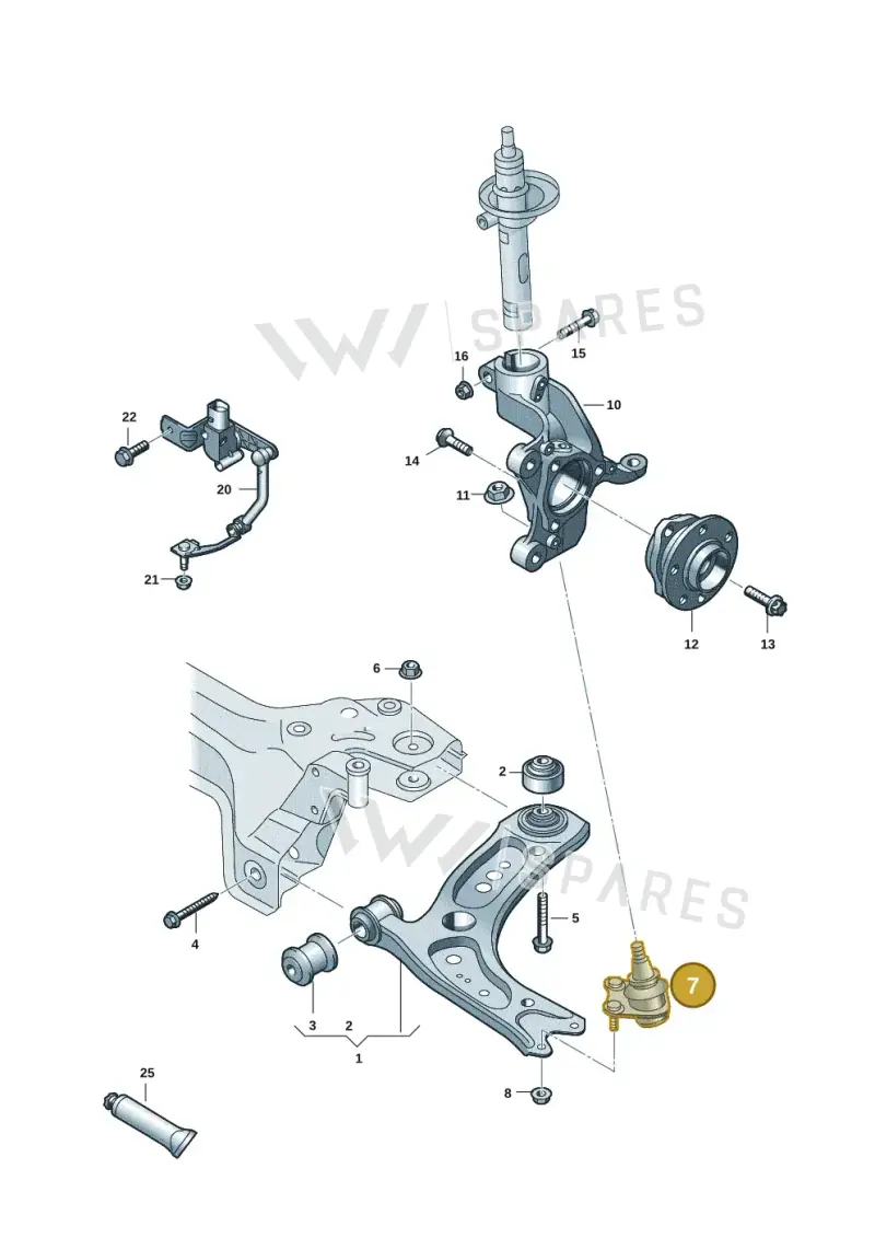 3C0407365B — Volkswagen T-Roc convertible 1.5 (2019-2024) diagram 2ka407000, position 7