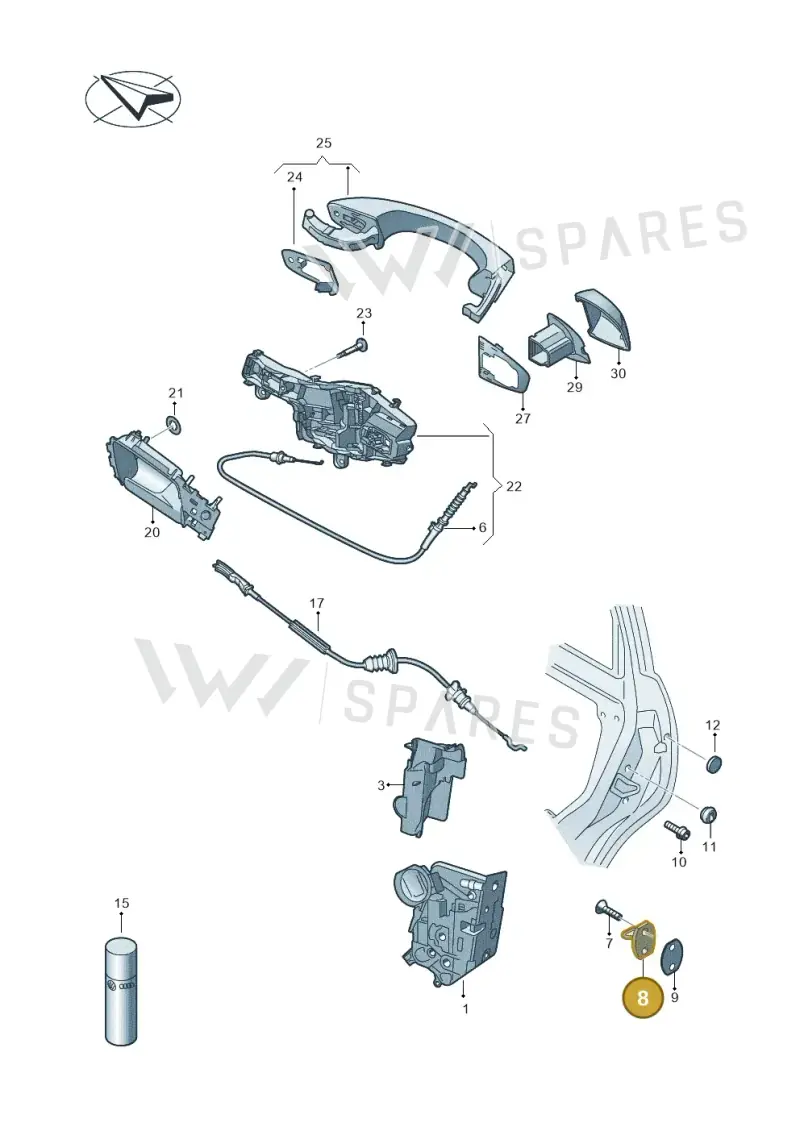 3C0837033B — Volkswagen Touran 2,0 BlueMotion (2015-2024) diagram 780839000, position 8