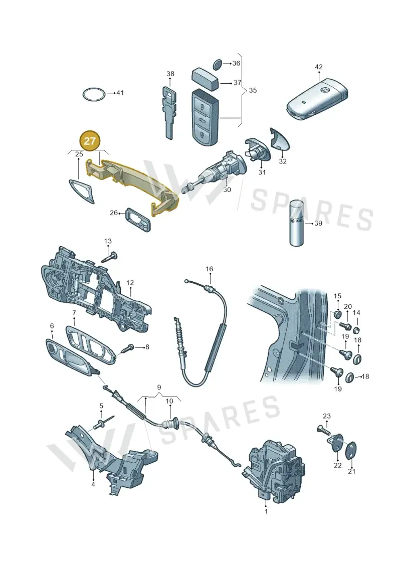 3C0837205EGRU — Volkswagen Passat CC (2011-2016) diagram 645837000, position 27