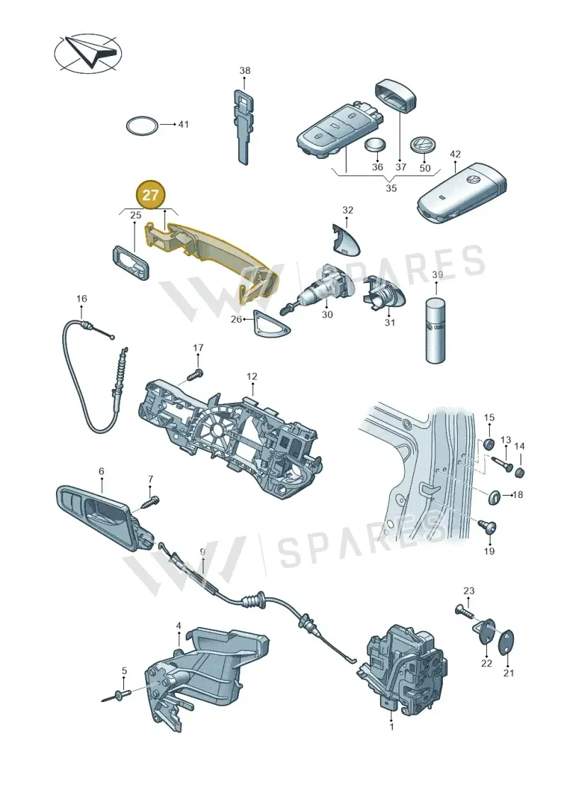 3C0837206GRU — Volkswagen Passat saloon (2010-2015) diagram 460837000, position 27