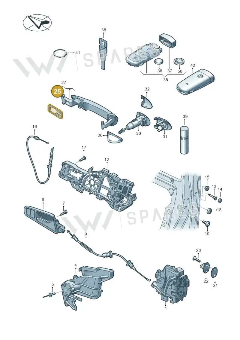 3C0837209 — Volkswagen Passat saloon (2010-2015) diagram 460837000, position 25
