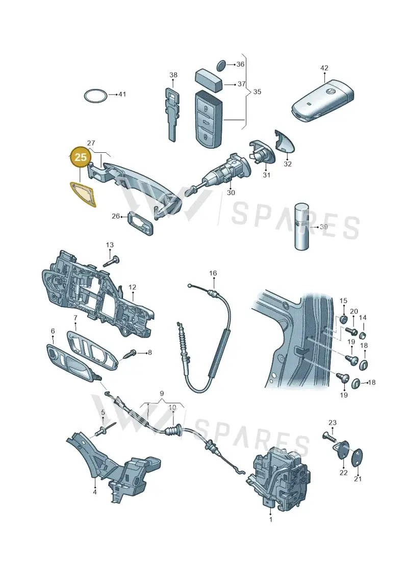 3C0837209 — Volkswagen Passat CC (2011-2016) diagram 645837000, position 25