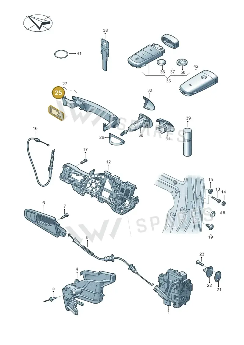 3C0837210 — Volkswagen Passat saloon (2010-2015) diagram 460837000, position 25