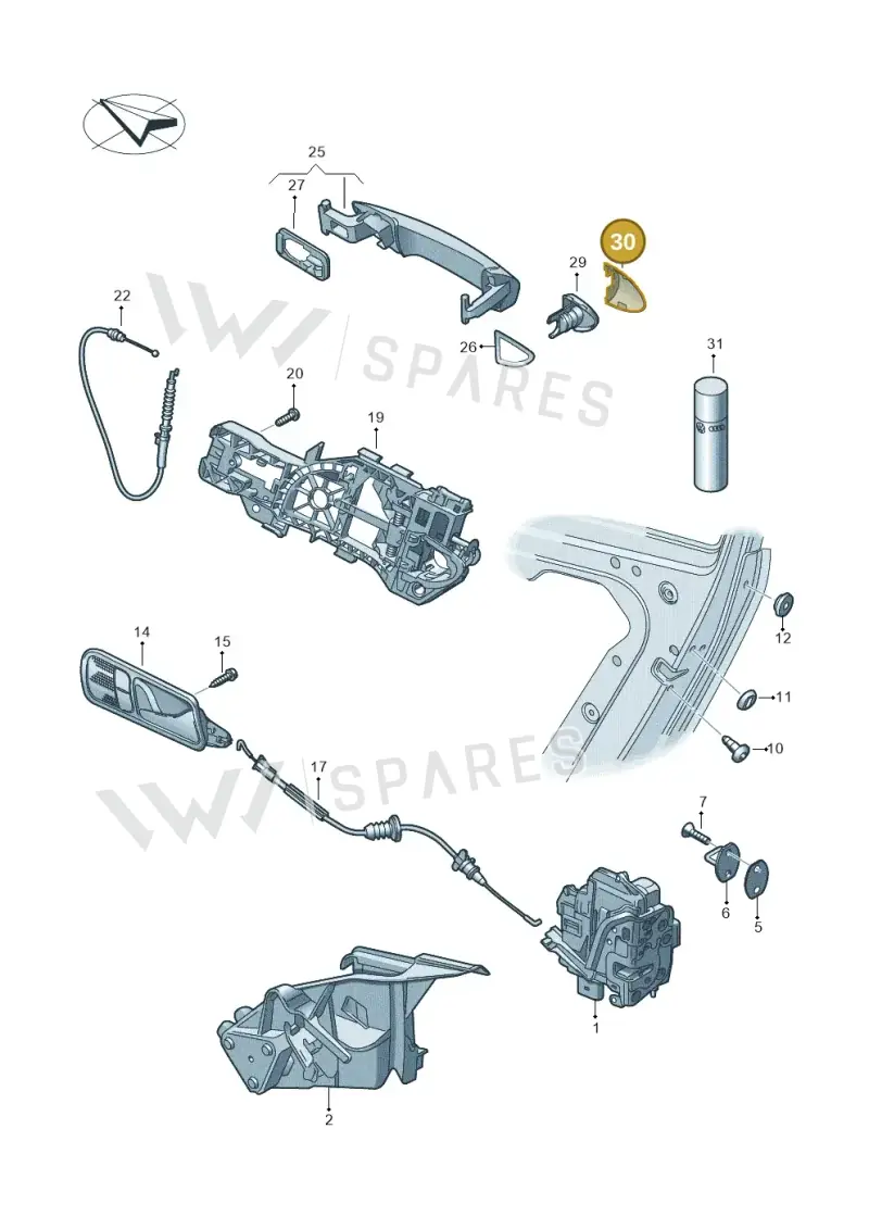 3C0837879AGRU — Volkswagen Passat saloon (2010-2015) diagram 460839000, position 30