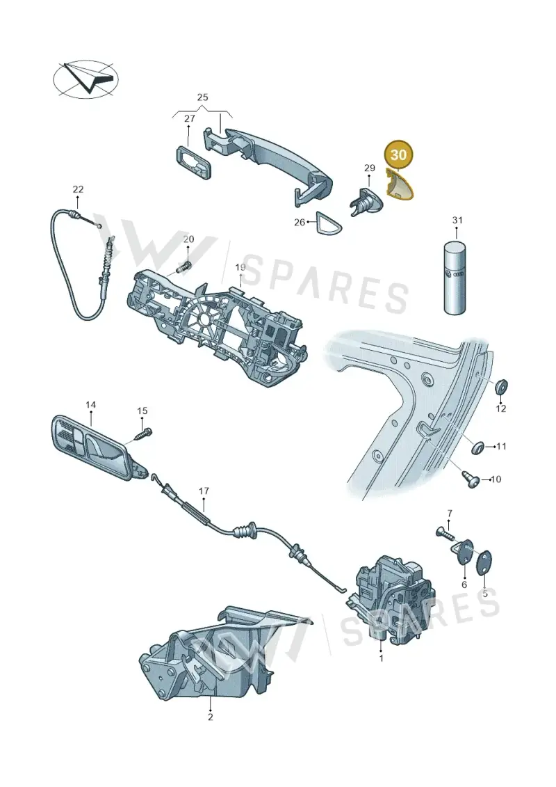 3C0837880AGRU — Volkswagen Passat saloon (2010-2015) diagram 460839000, position 30